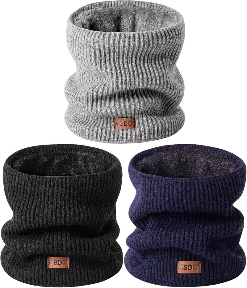 MSDC Winter Neck Gaiters for Men 3 Pack,Neck Warmer Men Women with Thermal Thick Warm Fleece Lined Cold Weather - Image 1